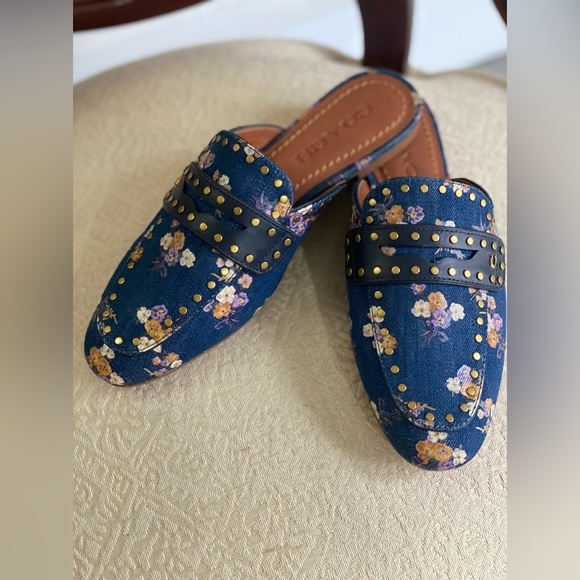 Coach Faye loafer slides  With Painted Floral Bow Print - Picture 4 of 6